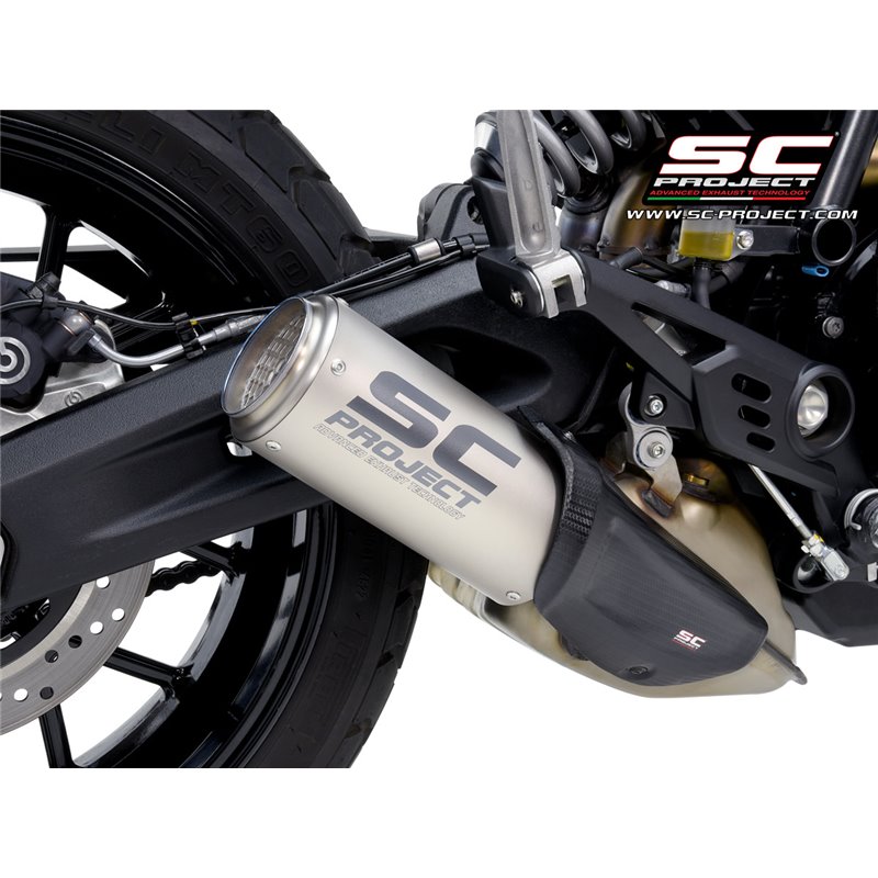 SC-Project Uitlaat CR-T titanium (grid) Ducati Scrambler 800 | Motoruitlaten.nl
